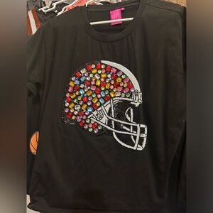QUEEN OF SPARKLES Black Long Sleeve with Colorful Helmet Design